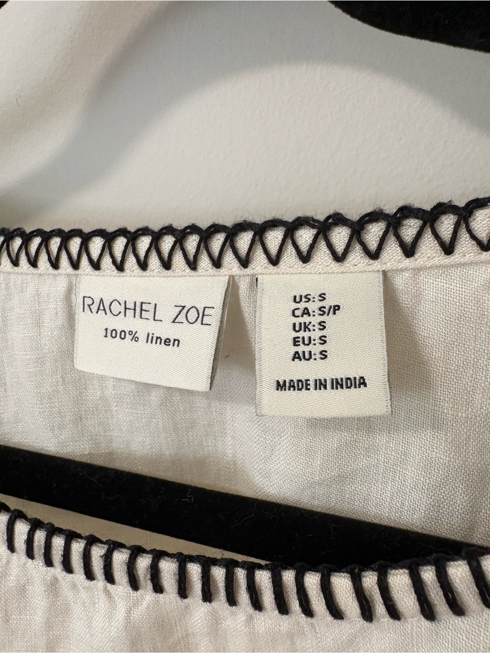 NWOT Rachel Zoe 100% Linen White Black Stitch Two-Piece Set⁠ (size top s skirt 2 - Picture 4 of 11